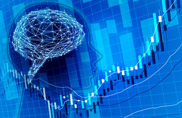 人工知能チャートビジネス予測イメージの背景画像青色