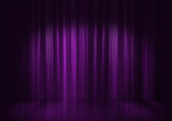 Beautiful violet curtain background. Studio template. 3d illustration.
