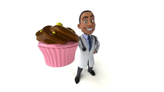 Fun 3D cartoon black doctor