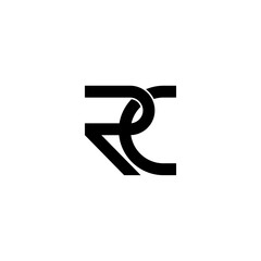 initial letter C and R, CR, RC logo, monogram line art style design template
