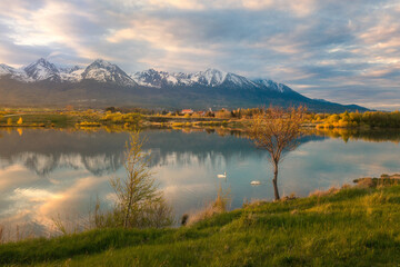 beautiful landscape with valleys, lakes and rivers