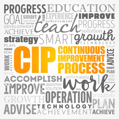 CIP - Continuous Improvement Process word cloud, business concept background