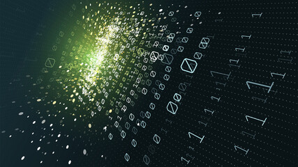 Data connected binary computer 01 code