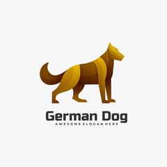 Vector Logo Illustration German Dog Gradient Colorful Style.