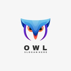 Vector Logo Illustration Owl Gradient Colorful Style.