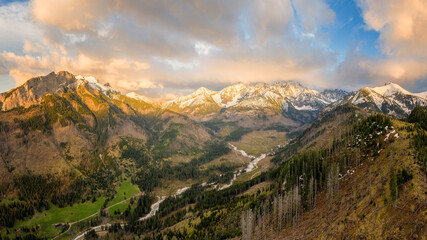 beautiful landscape with valleys, lakes and rivers