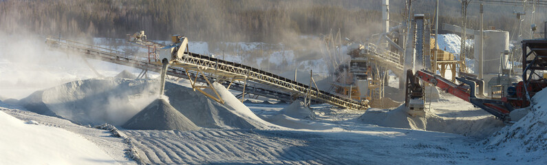 Panoramic image of the equipment on the mining and processing plant.