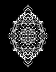 Circular pattern in form of mandala with flower for Henna, Mehndi, tattoo, decoration. Decorative ornament in ethnic oriental style. Outline doodle hand draw vector illustration.