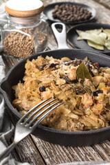 Bigos, a traditional Polish dish with cabbage.