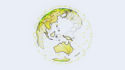 global network wireless internet data wifi connectivity by a global system of telecommunication satellites in render concept animation on black background 3d rendering in 4K