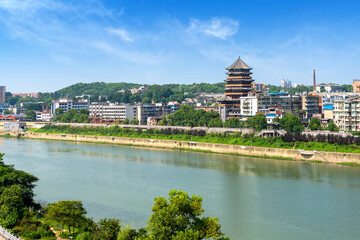 Obraz premium Jingdezhen City, China, is a world-famous porcelain producer.