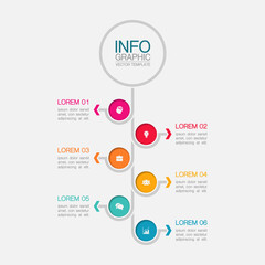 Vector infographic template with 6 steps or options. Data presentation, business concept design for web, brochure, diagram.