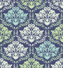 Vector seamless floral colorful damask pattern.  Wallpaper in victirian style