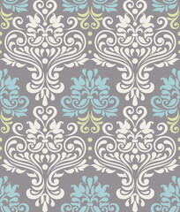 Vector seamless floral colorful damask pattern.  Wallpaper in victirian style