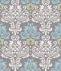 Kussenhoes Vector seamless floral colorful damask pattern.  Wallpaper in victirian style © nataliiaku