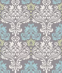 Schilderijen op glas Vector seamless floral colorful damask pattern.  Wallpaper in victirian style © nataliiaku