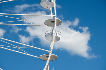 nacelles of a big fairground wheel in Geneva, switzerland
