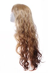 Two Toned Blond Wig on Mannequin Head with white background