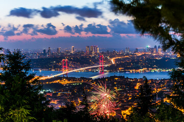 Istanbul Bosphorus Bridge at night.