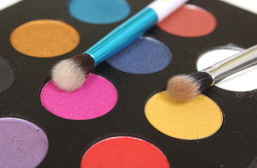 Colorful Cosmetic Pigment Palettes with Brushes