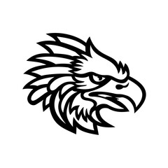  Head of an American Harpy Eagle Side View Mascot Black and White