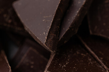 Dark chocolate closeup macro