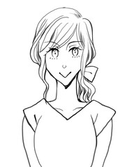 Web微笑んでいる白い服を着た女性線画