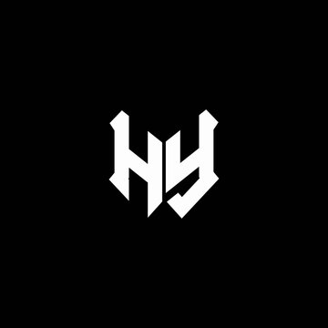 hy logo monogram with shield shape design template