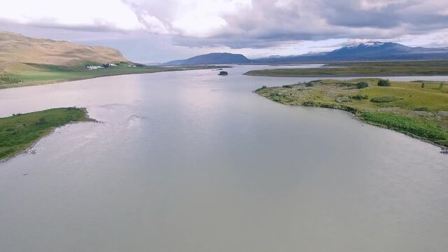aero frame from iceland, nature, mountains, volcanoes and rivers