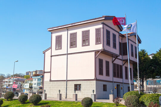 Istanbul, Turkey - April 3, 2017: Memorial house and museum of Mustafa Kemal Ataturk in Avcilar, Istanbul, built identical to Ataturk's house in Thessaloniki, Greece.