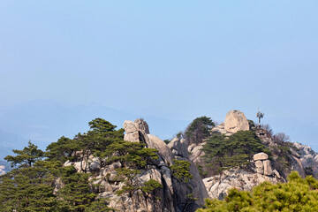 Fototapeta na wymiar View from Jaunbong Peak in Bukhansan National Park, Korea
