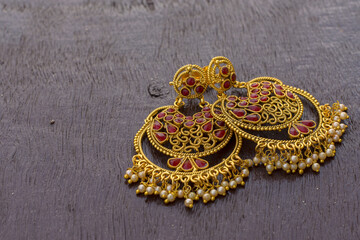 Golden color ear ring with beautiful design