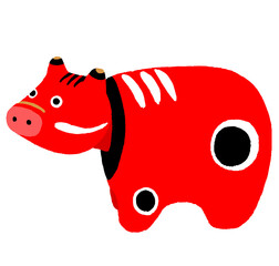 手描き　かわいい　赤べこ　民芸品　工芸品　福島県