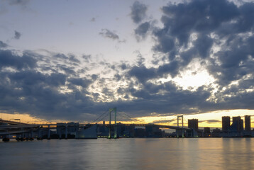 Fototapeta na wymiar The sunset of Tokyo Bay