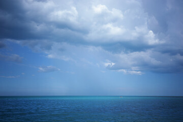 Beautiful landscapes as the sea or lakes with a cloudly blue sky