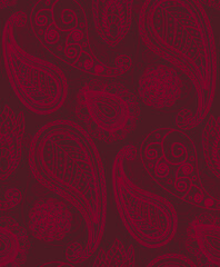 Fototapeta na wymiar Paisley abstract outlined illustration - seamless pattern