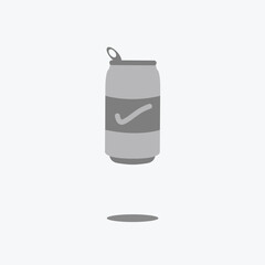 one modern opened soda or cola can drinks with the letter v on it in Gray scale