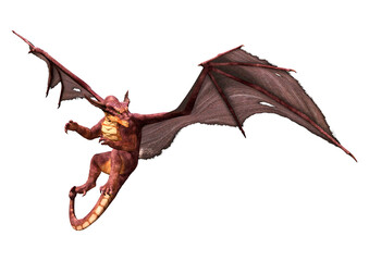 3D Rendering Fairy Tale Dragon on White