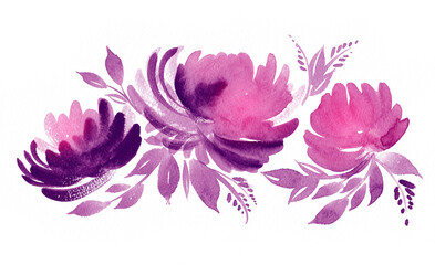 Pink peonies on a white background. Hand-drawn watercolor flowers. - 361516083