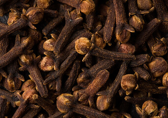 Clove spice as background texture closeup. Macro