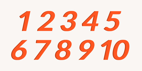 Number set. Modern typography numbers from 1 to 10. Vector illustration.