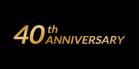 40 years anniversary logo. 40th birthday celebration golden icon. Vector illustration.