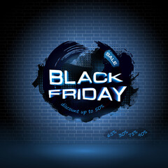 Black Friday sale inscription on abstract stains. Friday banner. Sale and discount. Vector illustration