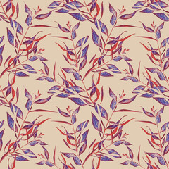 Butterfly leaves, seamless pattern.