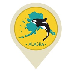 Map pointer with alaska state