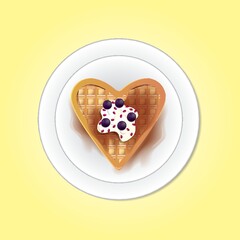 Belgium heart shaped waffle
