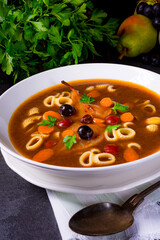 Czerninaa with noodles is a traditional Polish soup