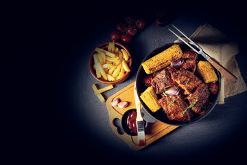 Rustic spare ribs from the oven - obrazy, fototapety, plakaty