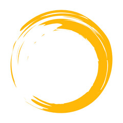Circle brush stroke vector isolated on white background. Orange enso zen circle brush stroke. For stamp,seal, ink and paintbrush design template. Grunge hand drawn circle shape, vector illustration
