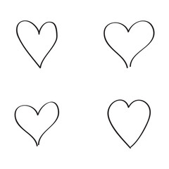 Black heart contour vector. Hand drawn love icon isolated. Paint brush stroke heart icon. Hand drawn vector for love logo, heart symbol, doodle icon and Valentine's day. Painted grunge vector shape